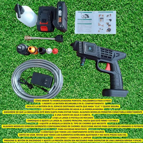 Hidrolavadora Inalámbrica Portátil Recargable 48v 2 Baterías
